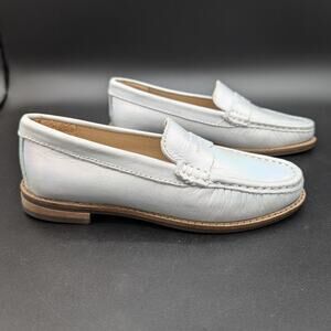 Driver Club USA Loafers Girls 12.5 Kid Youth Iridescent Silver Slip On Shoes